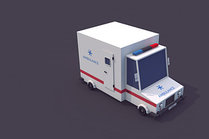 Low Poly Ambulance Car