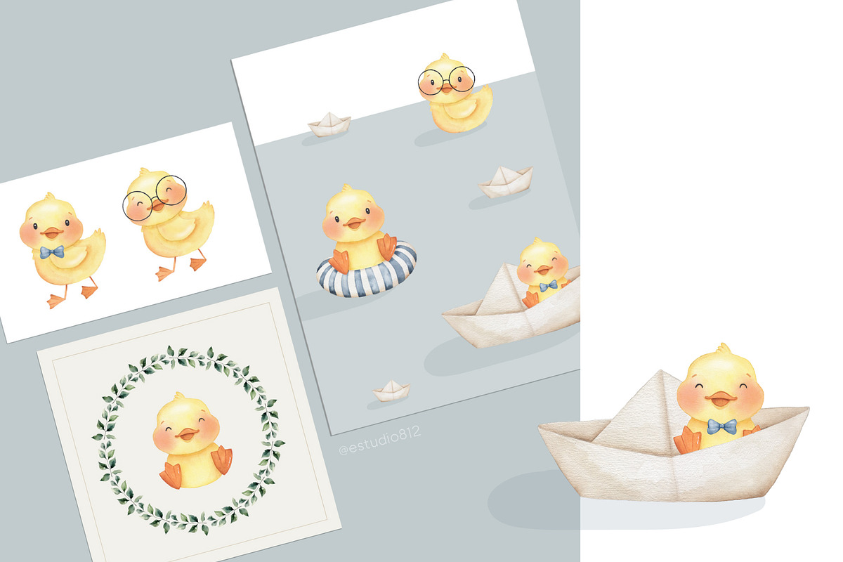 Baby Ducks watercolor set, an Animal Illustration by Estudio 812 (Photo 4 of 8)