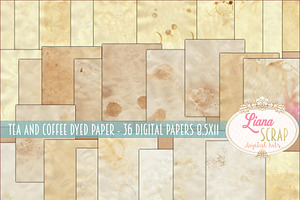 36 digital tea and coffee dyed paper