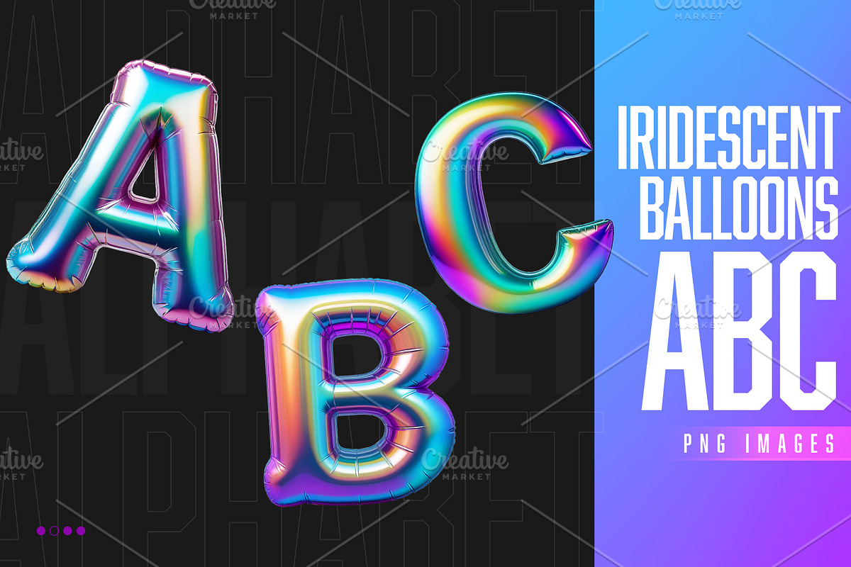 3D Iridescent Type - 26 PNG Letters, an Object Graphic by MP Vault (Photo 1 of 2)