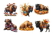 Watercolor Autumn Bison Clipart Bund, an Illustration by Daily.Designs (Thumbnail 4 of 5)