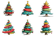 Whimsical Christmas Tree Clipart, an Illustration by CraftArtStudio (Thumbnail 5 of 6)