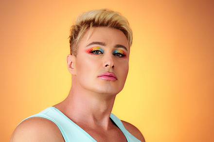 Beauty Fashion man guy with Bright Makeup, lgbtq