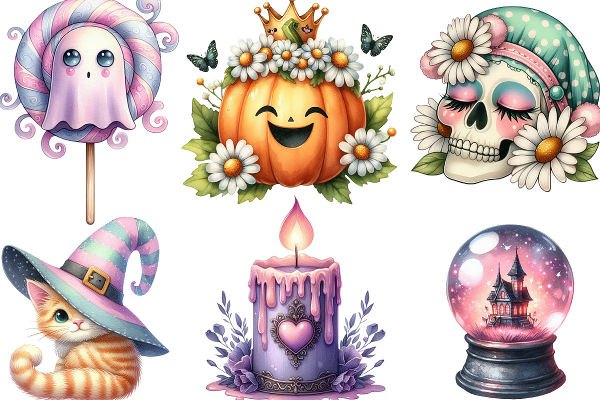 Cute Pastel Spooky Halloween PNG, an Illustration by Designking (Photo 2 of 4)
