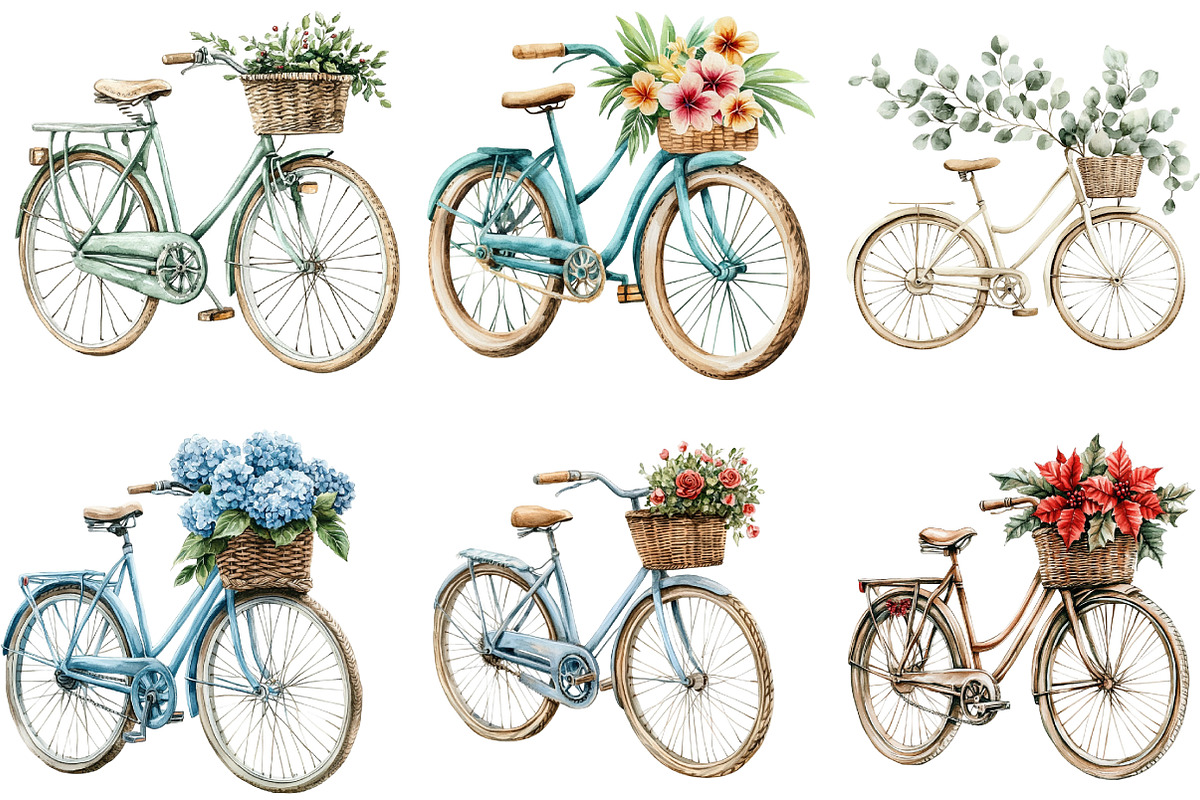 Embroidery Bicycle Clipart Bundle, an Illustration by Designking (Photo 3 of 5)