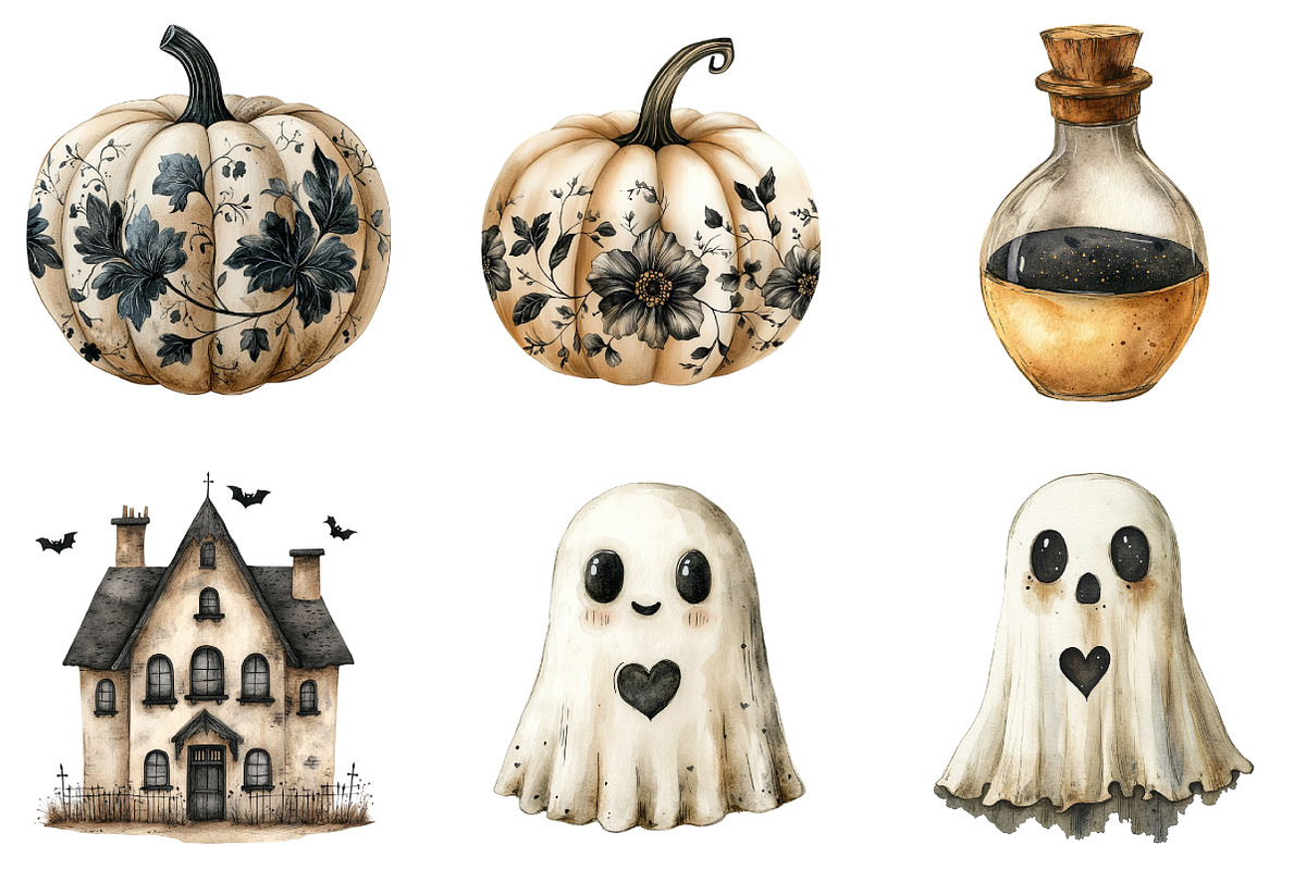 Beige & Black Halloween Clipart, an Illustration by DreamArtGraphic (Photo 2 of 5)