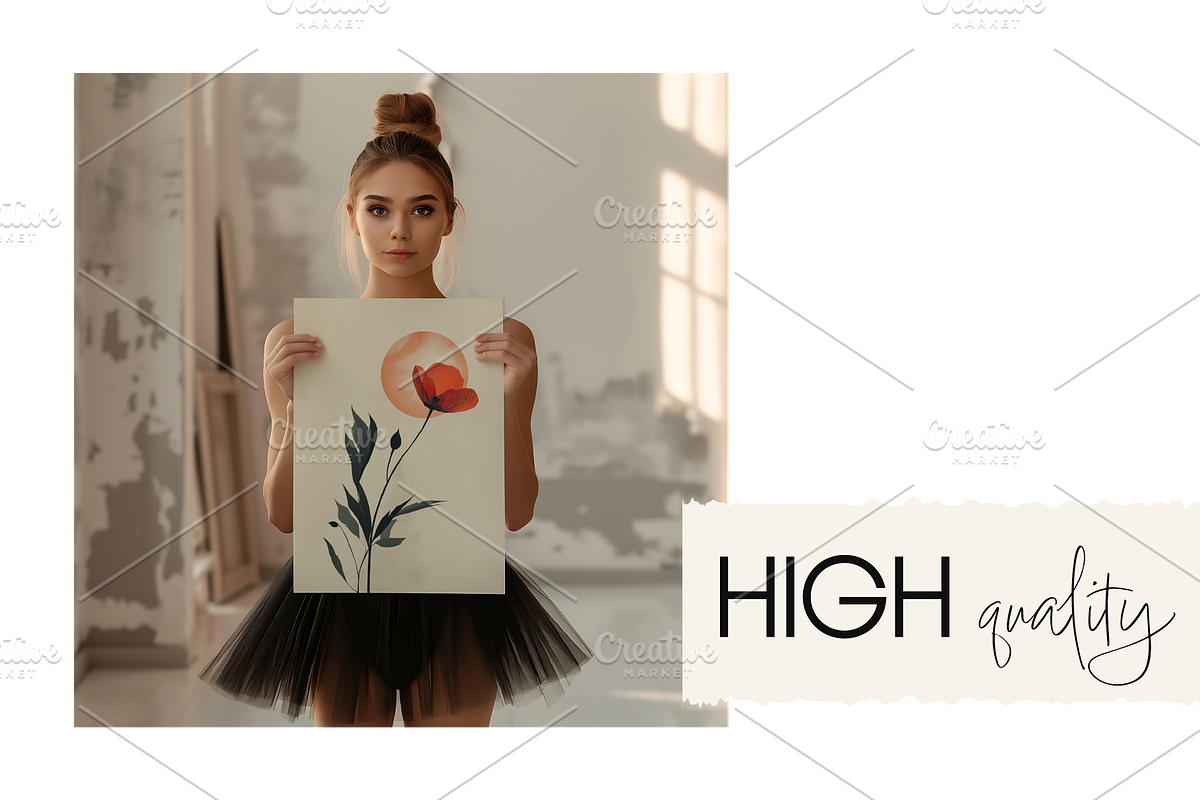 BALLERINA Holding Poster Mockup, a Household Mockup by MOAROShop (Photo 2 of 6)
