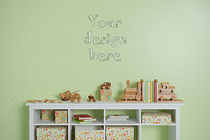 Blank wall kids room mockup