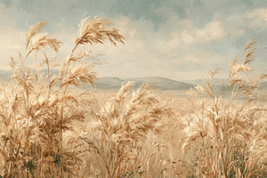 Serene Golden Wheat Field Wallpaper, a Decorative Illustration by Virgo Studio