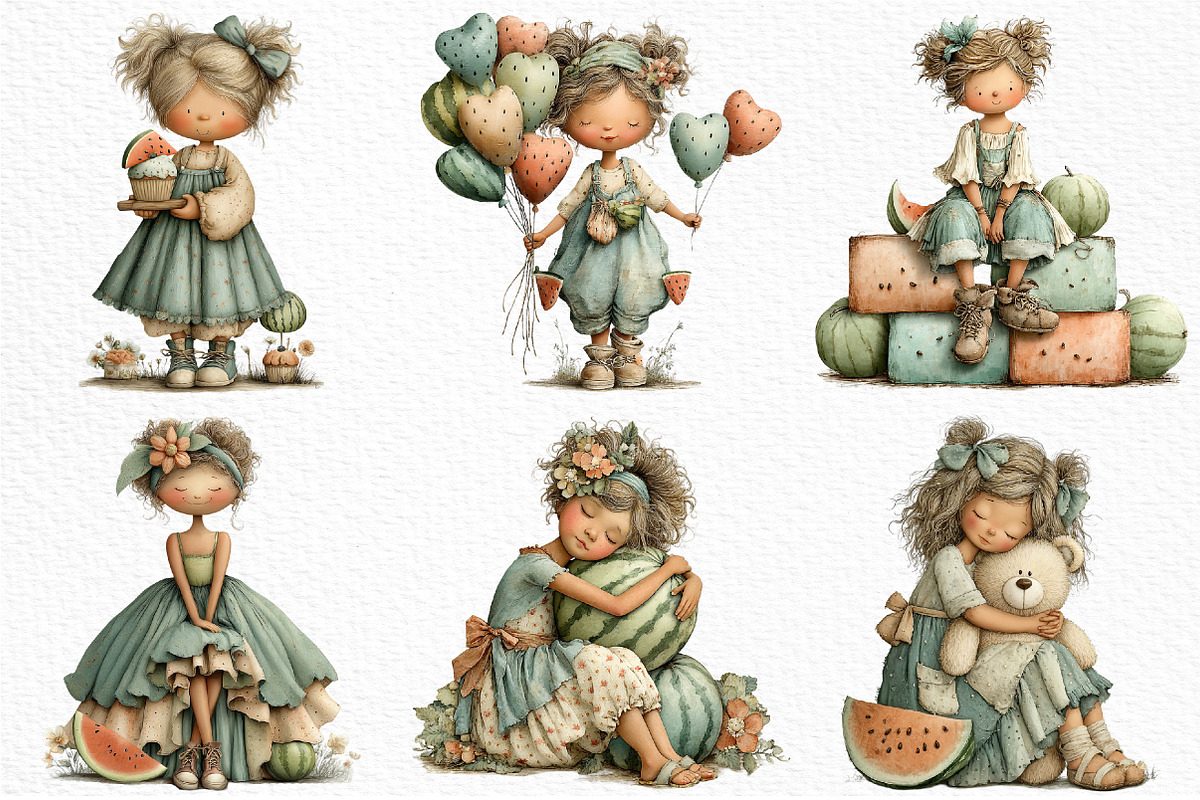 Watermelon Girl Clipart, an Illustration by Craft Nest (Photo 4 of 12)
