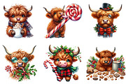 Christmas Highland Cow Clipart, an Illustration by DreamArtGraphic (Thumbnail 4 of 5)