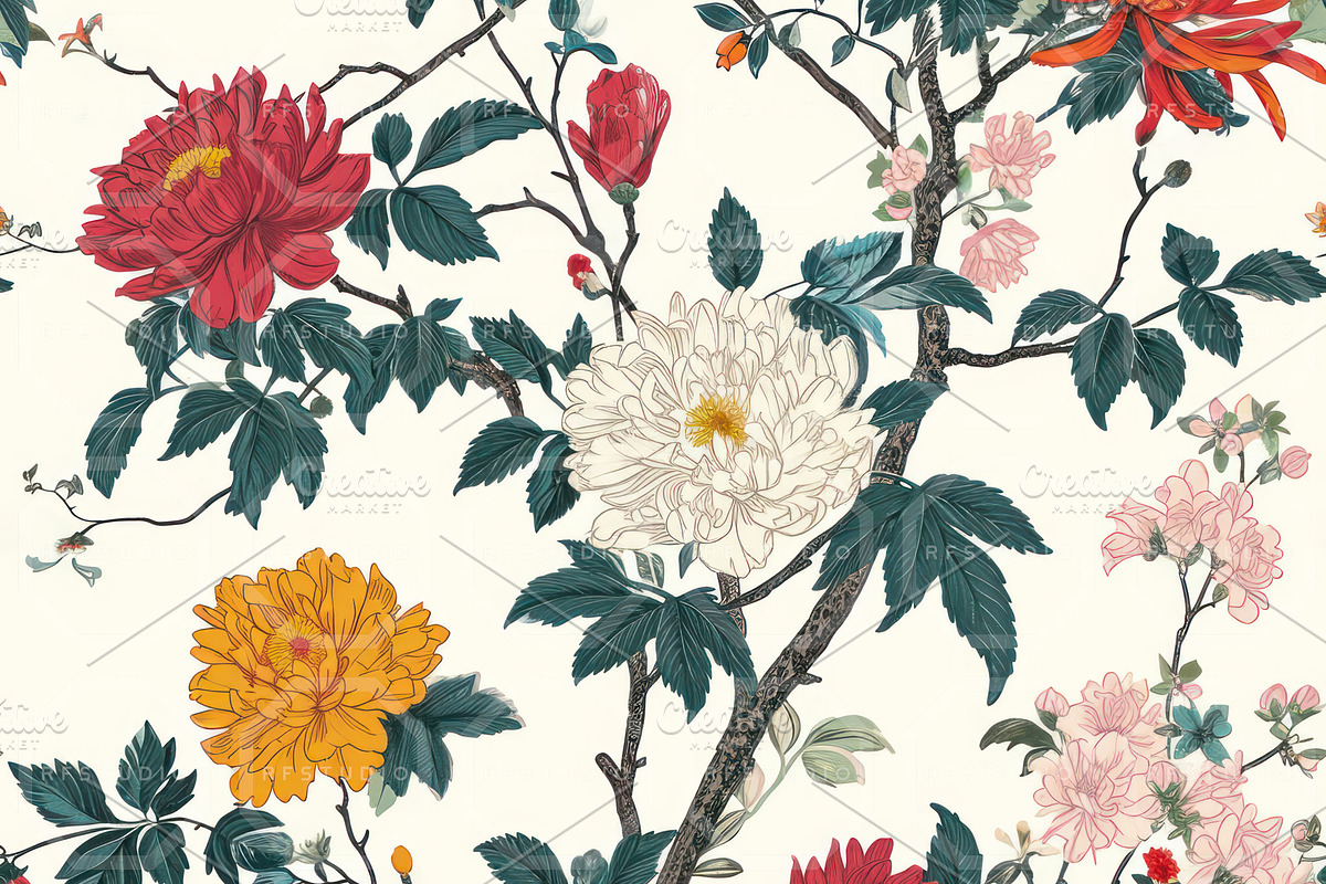 GEISHA GARDEN. Seamless Pack, a Texture Illustration by RefinedFantasyStudio (Photo 8 of 9)