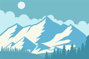 snow mountain landscaped vector, a Decorative Illustration by zyxroun shop