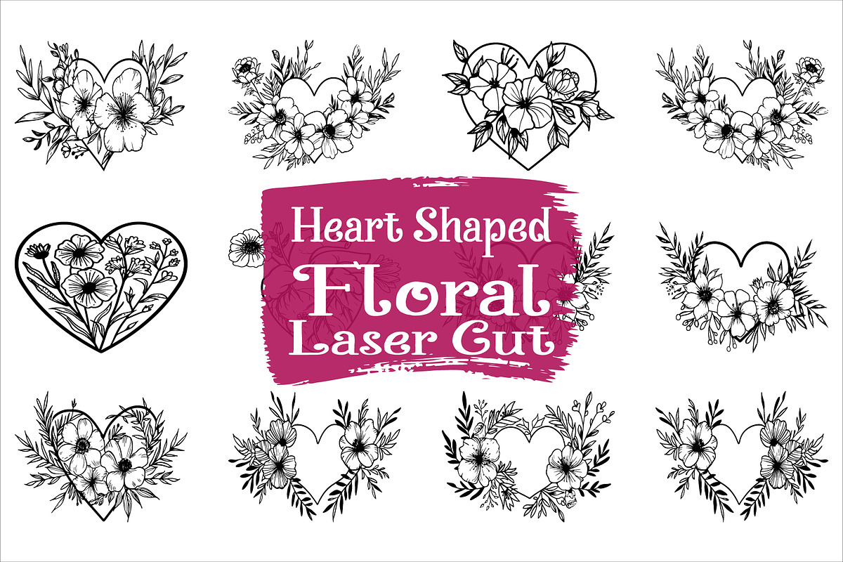 Romantic Heart Floral Laser Cut, an Illustration by jahid234