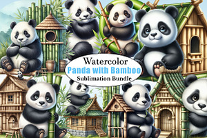 Panda With Bamboo Sublimation PNG