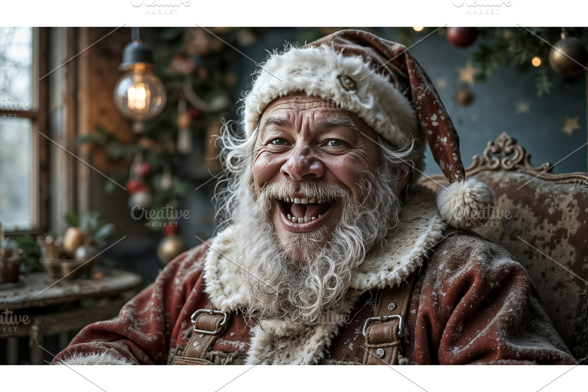 A cheerful and cunning Santa smiles, a Graphic by TatsianaSalauyova