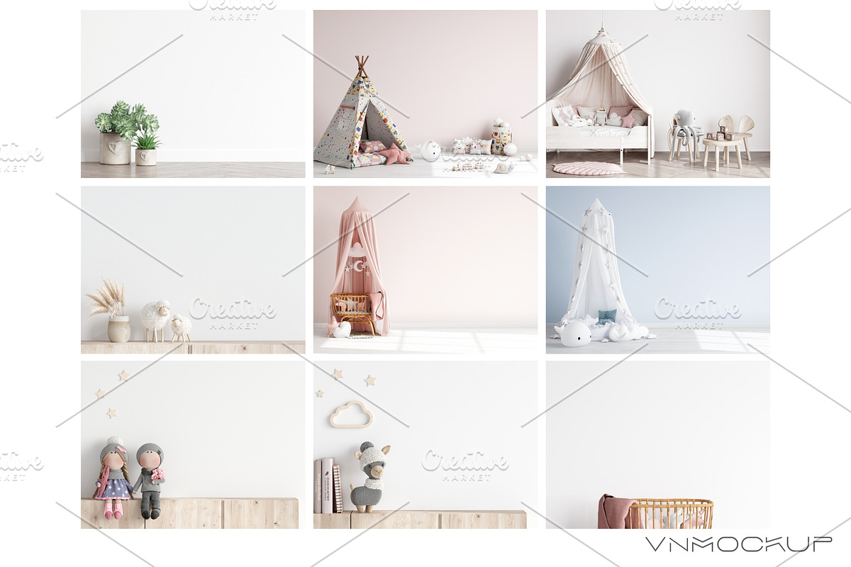Kids Room Walls Bundle - 34 Mockups, a Print Template by VNmockup (Photo 4 of 8)