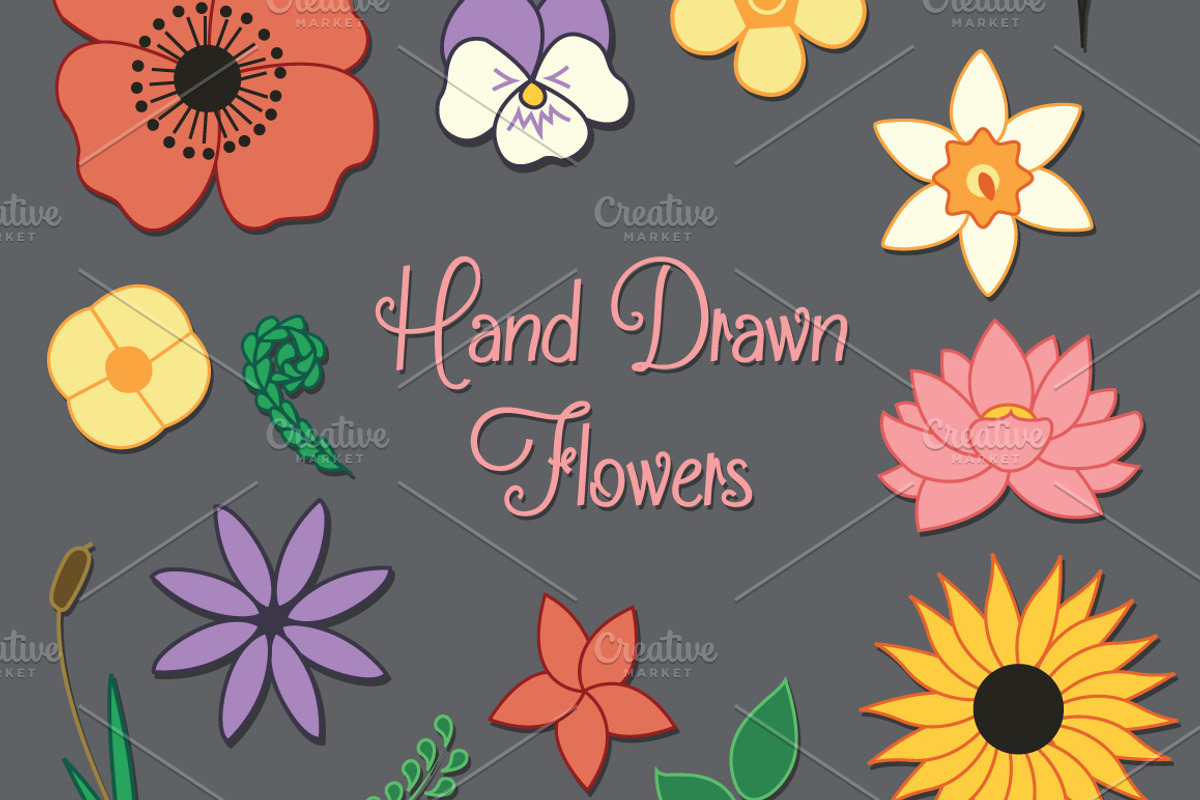Hand Drawn Flowers Set, an Illustration by Digital Sugar (Photo 1 of 3)