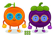 Mangosteen & Orange Character Vector, an Object Graphic by MEDZ (Thumbnail 1 of 3)