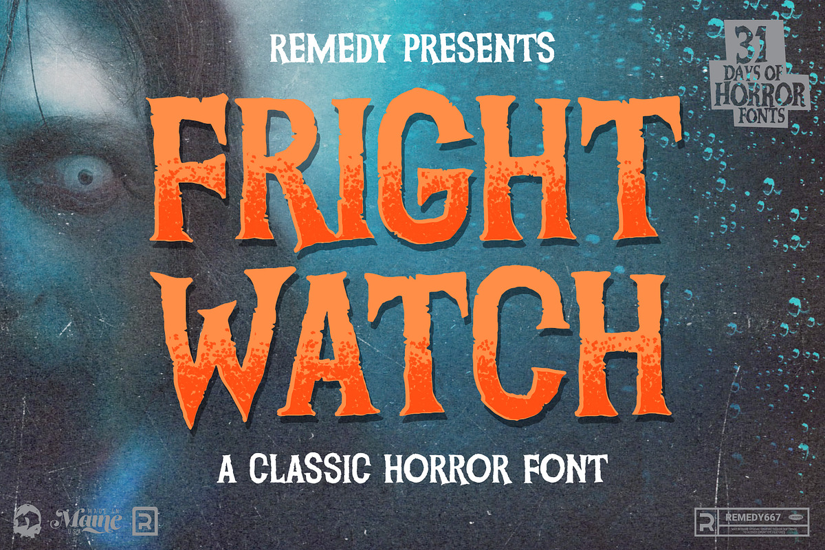 Fright Watch - Classic Horror Font, a Serif Font by Remedy667 (Photo 1 of 5)