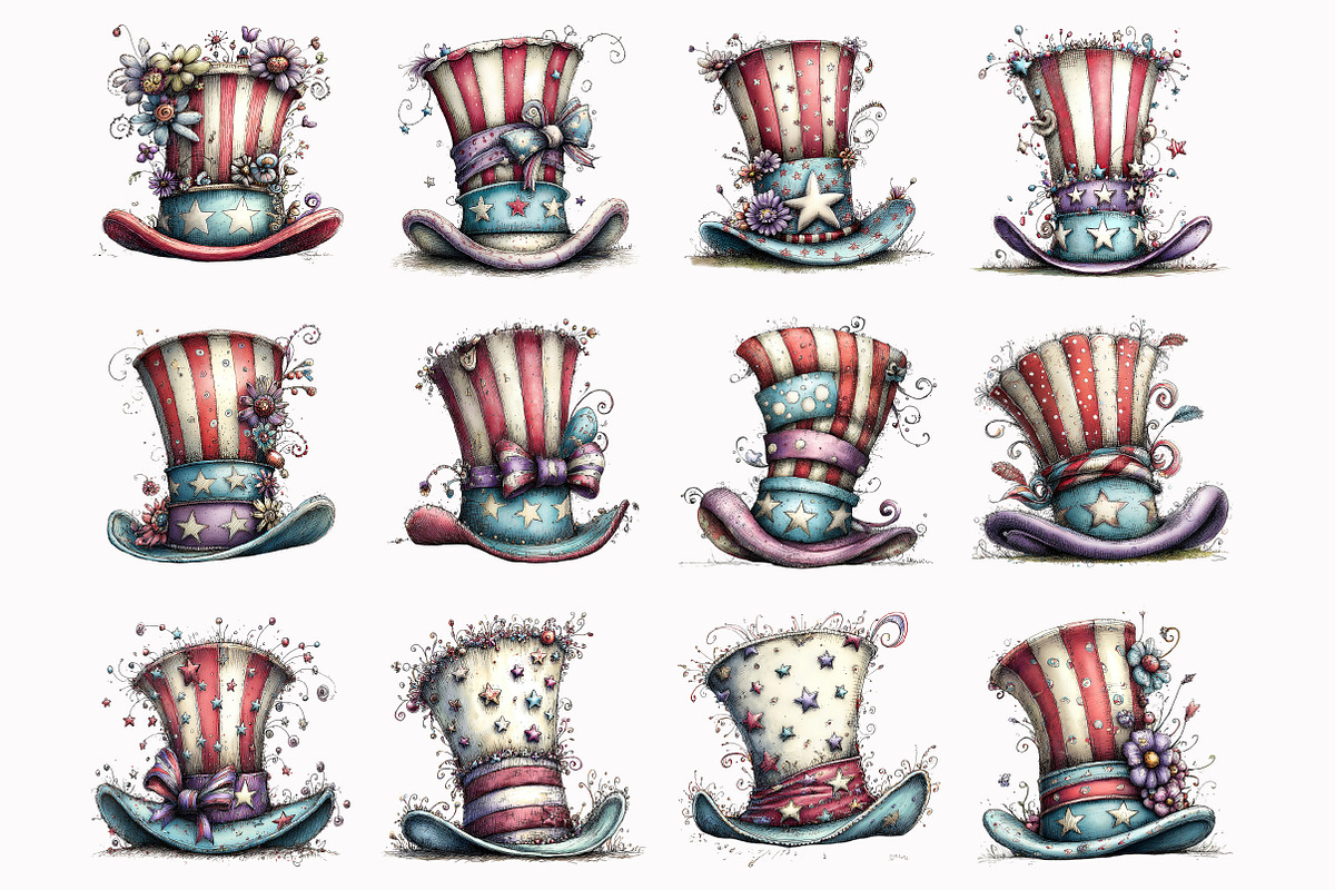 4th of July Top Hat Clipart, an Illustration by Design Market (Photo 3 of 4)