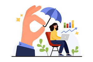 Employee Wellbeing Insurance, a Person Illustration by Flashvector