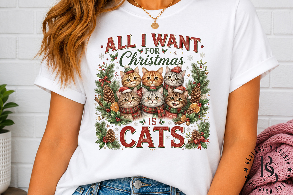 All I Want for Christmas Is Cats PNG, an Object Graphic by Black Bird Studio (Photo 3 of 4)