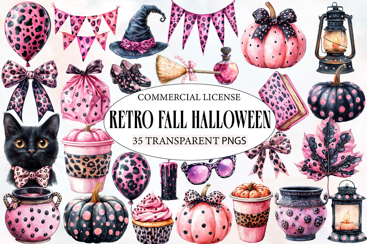 Retro Fall Halloween PNG Clipart, an Illustration by Designworld (Photo 1 of 5)