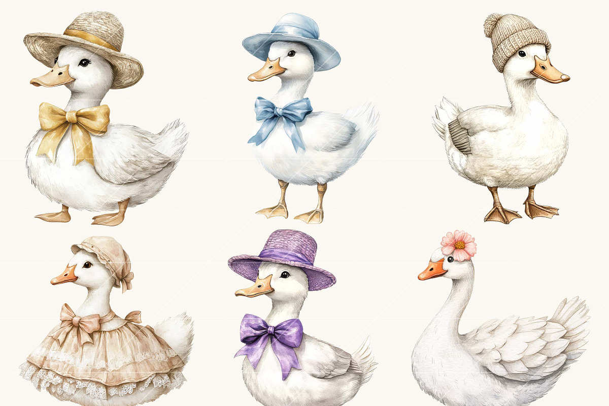 Watercolor Silly Goose Clipart, an Animal Illustration by SparkyDesignsUS (Photo 4 of 8)