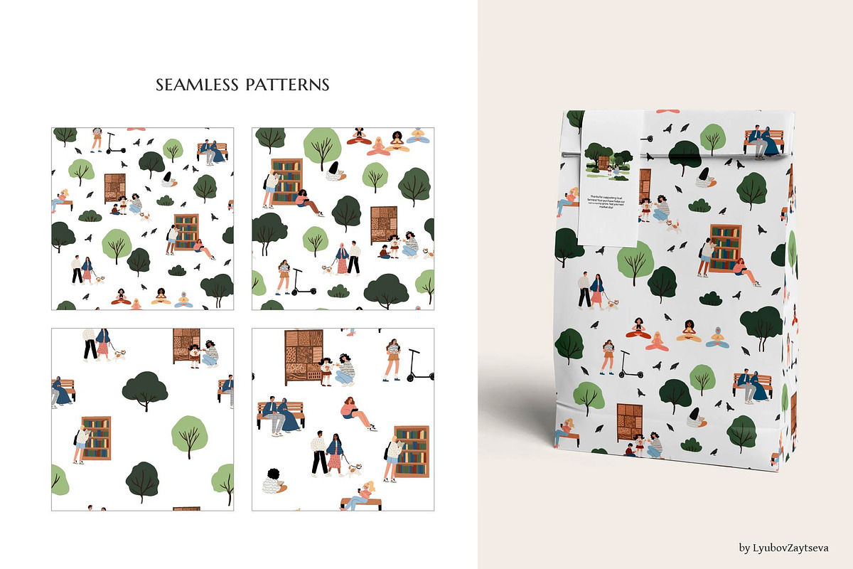 People in park Illustration clipart, a Seasonal Illustration by LyubovZaytseva (Photo 9 of 21)