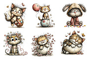 Whimsical Spring Easter Cats Clipart, an Illustration by Dream Creation (Thumbnail 6 of 7)