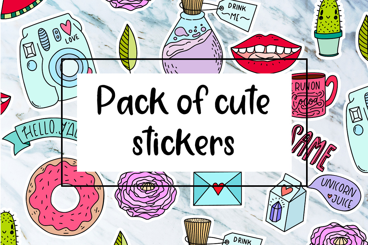 Pack of cute modern stickers., an Object Graphic by Sentimental postman (Photo 1 of 6)