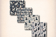 Gothic Black Cat Skeleton Seamless, a Pattern Graphic by Digital Artistic99 (Thumbnail 5 of 8)