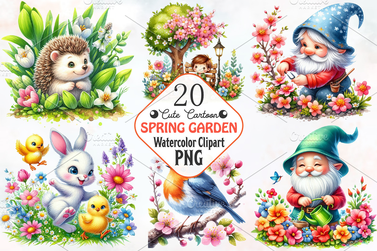 Cute Cartoon Spring Garden Clipart, an Illustration by RobertsArt