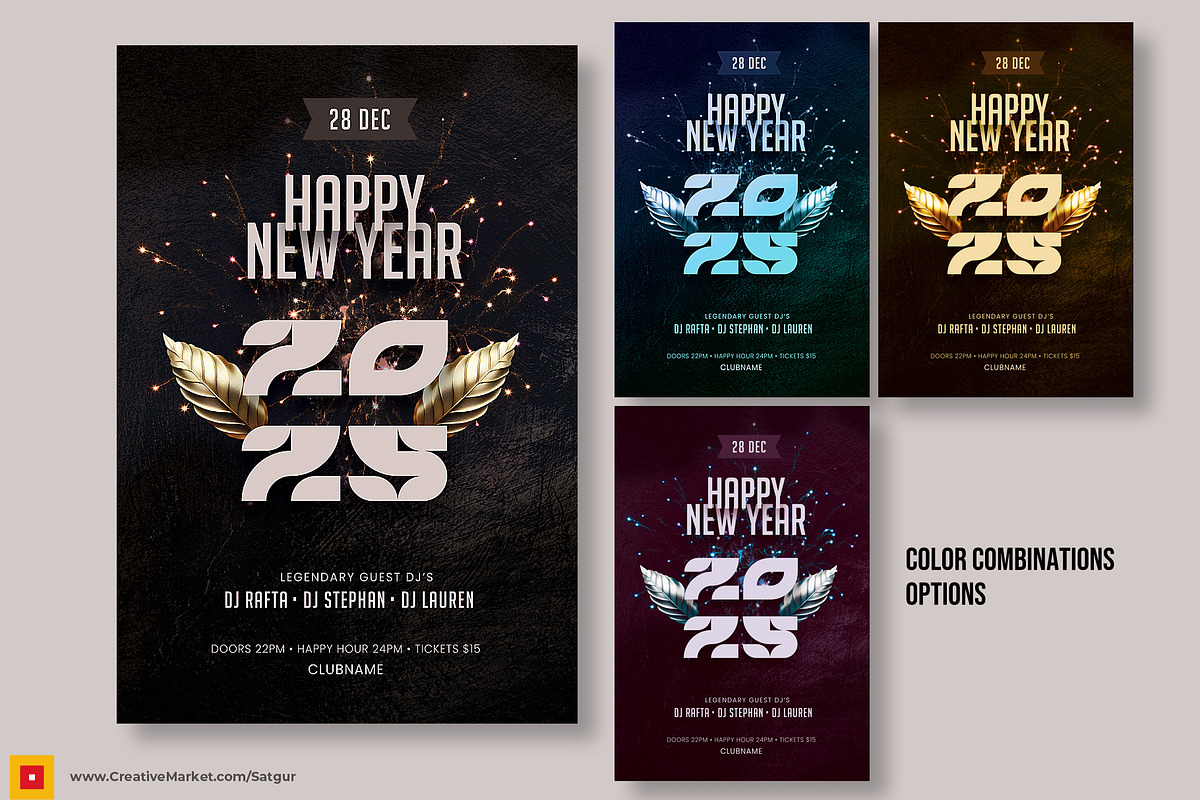 New Year Party Flyer Template, a Flyer Template by Satgur Graphic Design (Photo 2 of 3)