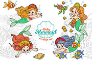 Mermaid in deep sea coloring pages, an Illustration by Azuzlikus (Thumbnail 2 of 11)