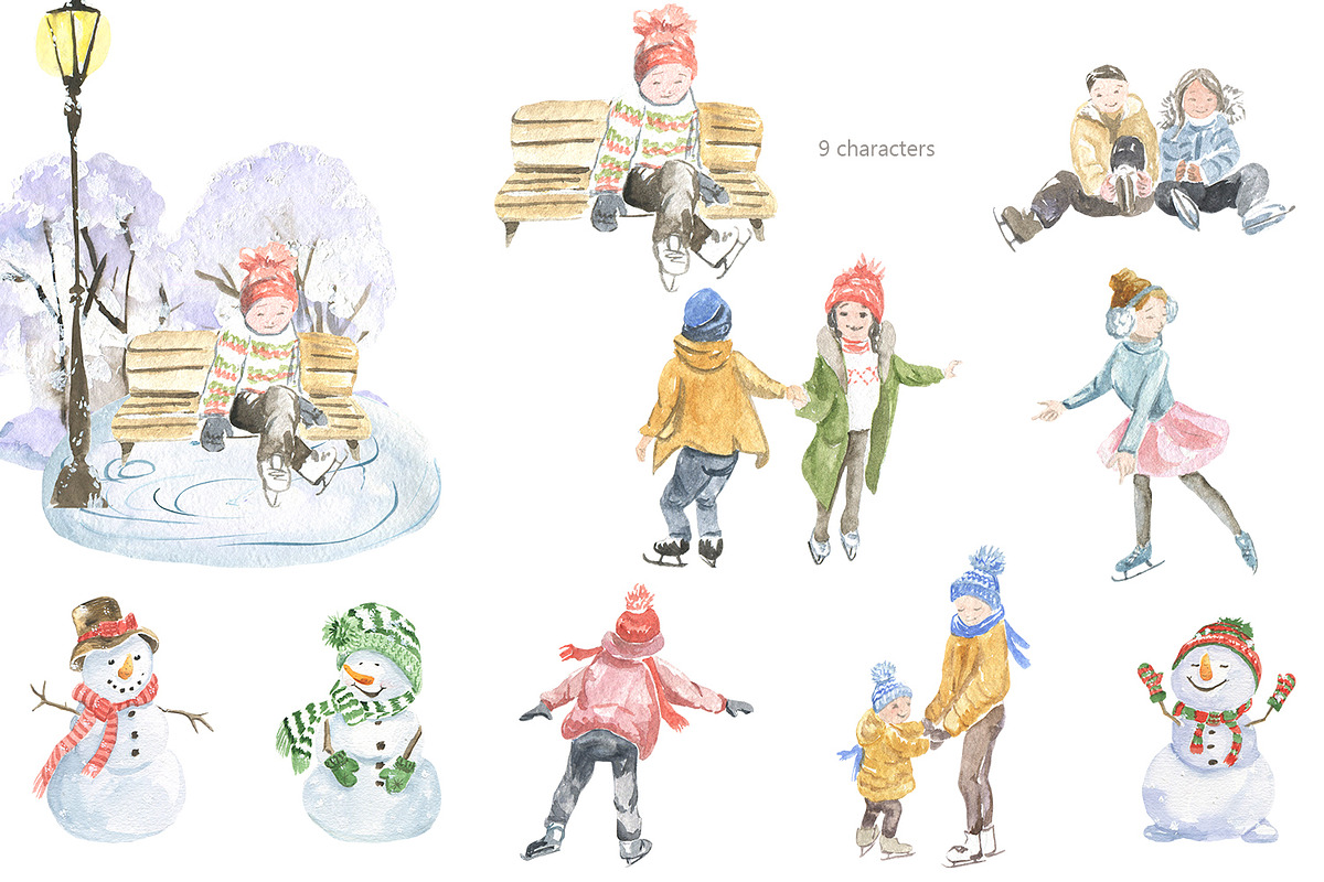 Christmas houses, an Illustration by Love Watercolor Store (Photo 3 of 12)