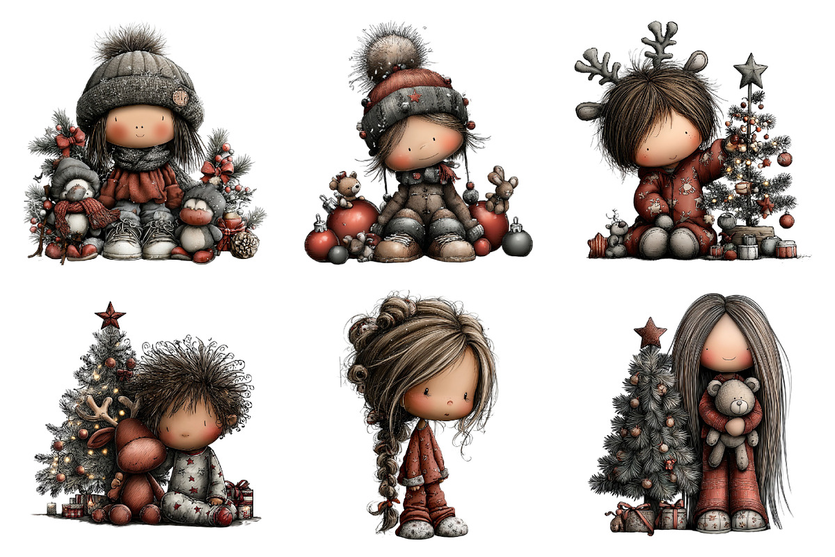 Cozy Christmas Girls in Pajamas Clip, an Illustration by Daily.Designs (Photo 3 of 5)