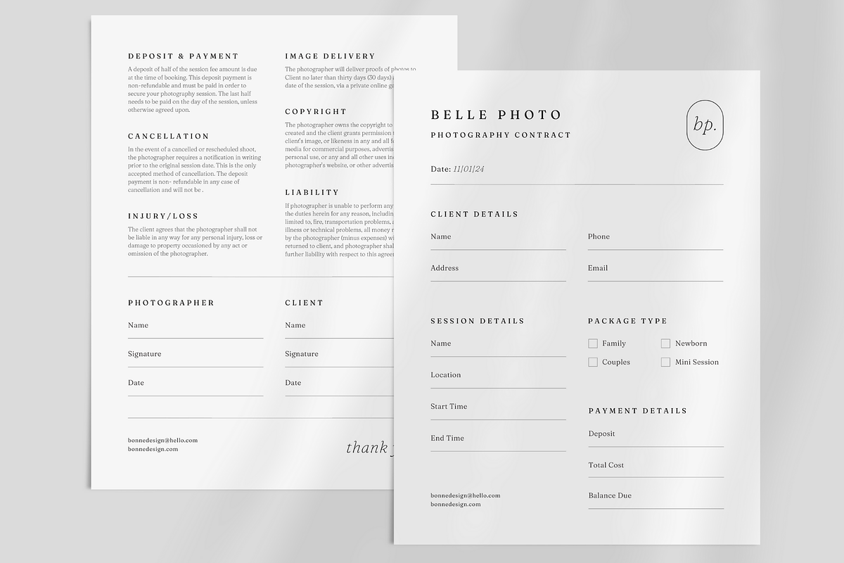 Photographer Contract Template Canva, a Marketing Template by frommakertomaker (Photo 3 of 6)