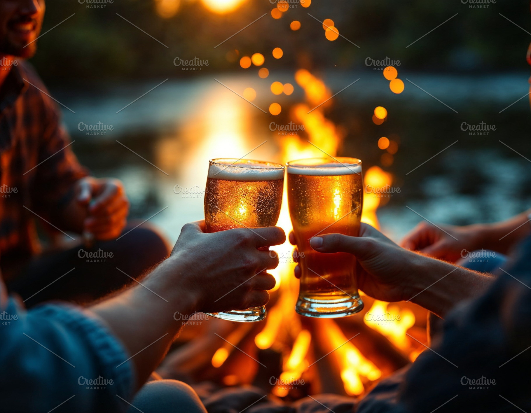 Toasting with glasses of beer, a Photo by Volff