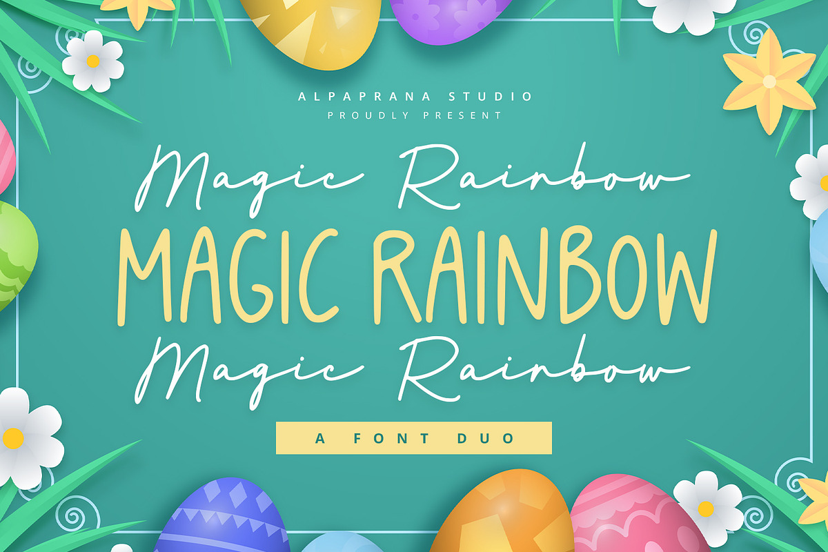 Magic Rainbow - Font Duo, a Script Font by Alpaprana (Photo 1 of 10)