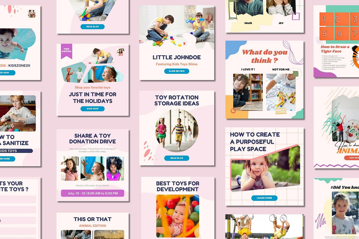 Kidszone Social Media Post Templates, a Social Media Template by BoontenStudio (Photo 2 of 7)