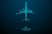 airliner low poly blue. EPS + PNG, a Technology Illustration by ANTON KHRUPIN ART (Thumbnail 1 of 2)