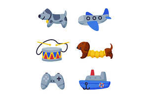 Different Colorful Kids Toy from, an Object Illustration by TopVectors