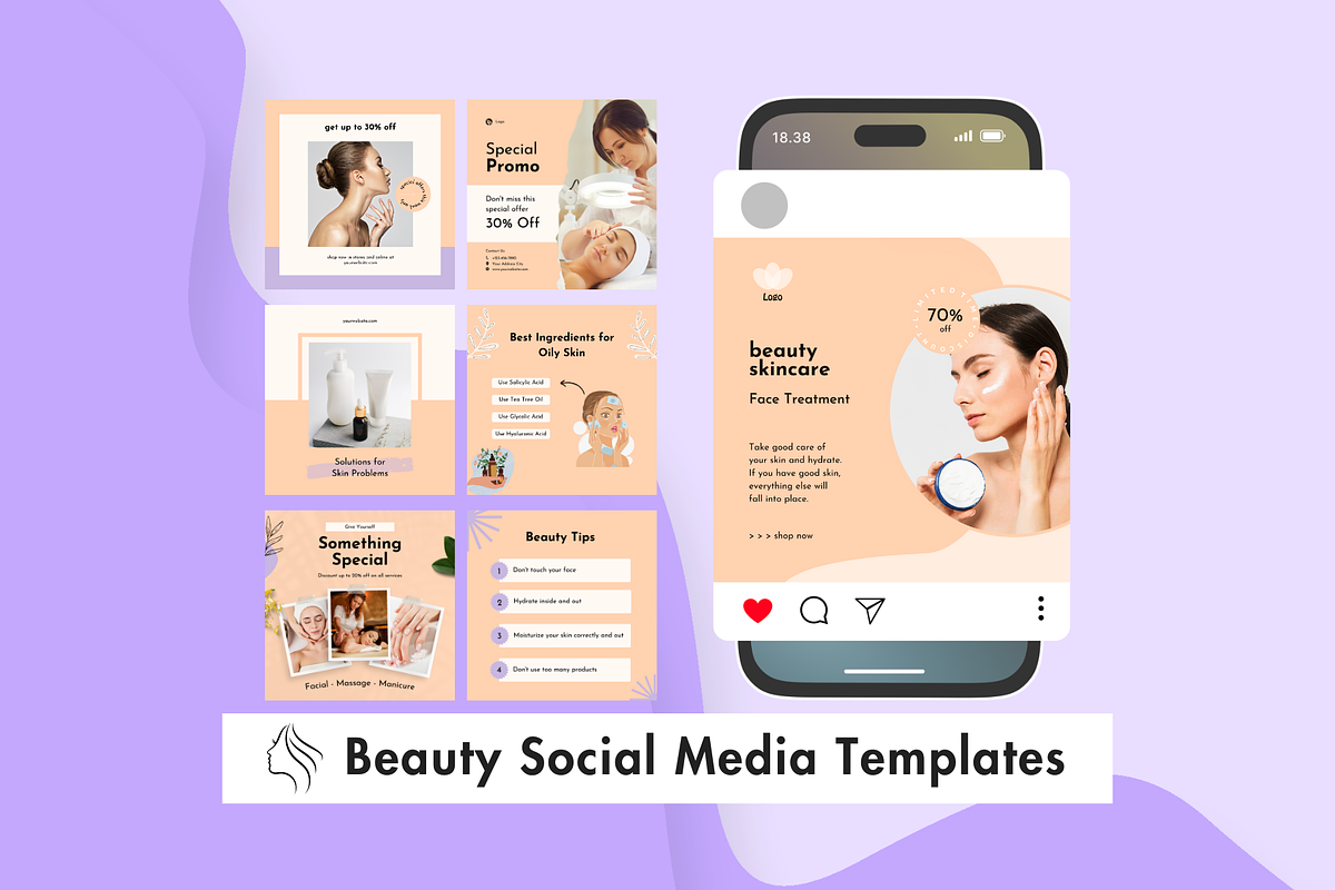 Beauty Social Media Templates, a Social Media Template by Adored Templates (Photo 1 of 10)