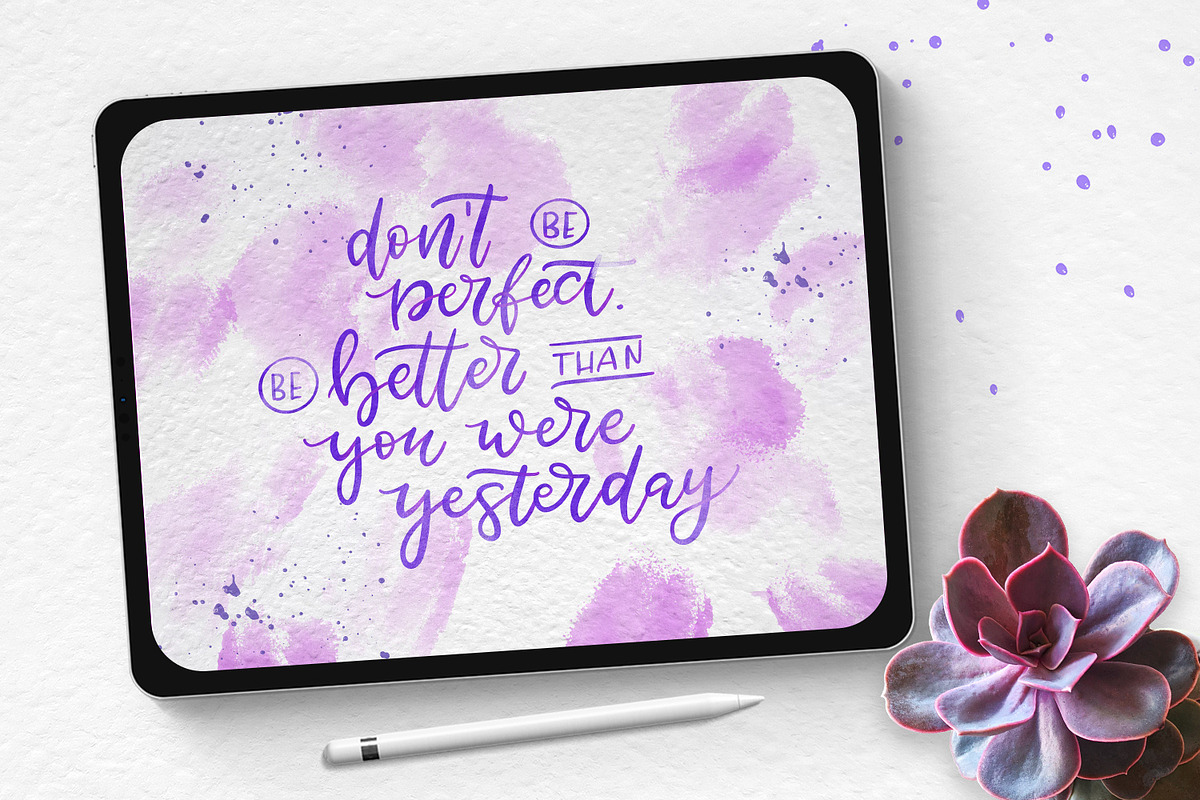 Watercolor Lettering kit - Procreate, a Brush Add-On by Gray Cat Graphics (Photo 8 of 9)