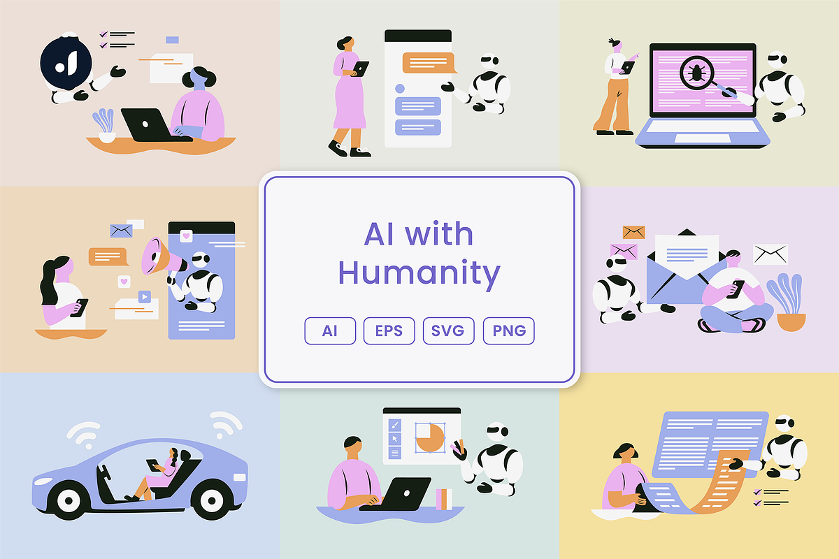 AI with Humanity Illustration, a Technology Illustration by Jump Studio (Photo 1 of 10)