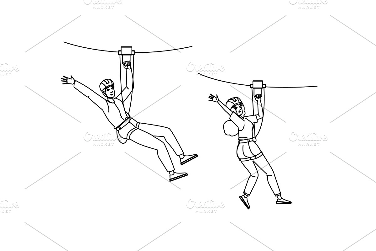 line zipline vector, a Person Illustration by pikepicture