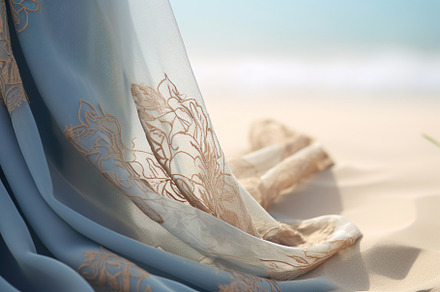 Elegant Blue Gown Tulle Fabric at the Beach, a Beauty & Fashion Photo by Iconogenic
