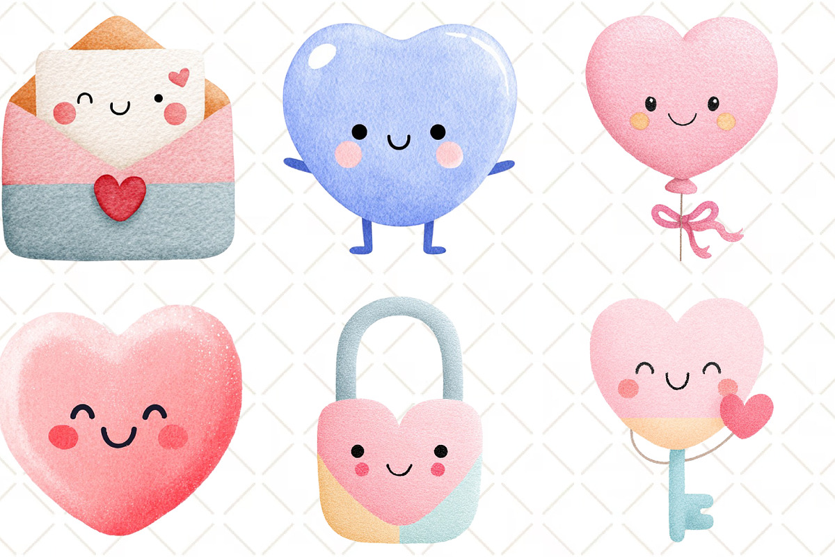 Kawaii Valentines Clipart, an Illustration by Black Bird Studio (Photo 4 of 6)